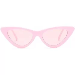 Cat Eye Women Girls Summer UV Protection Cat Eyes Sunglasses Mirrored Flat Lenses Eyeglasses - Pink - C018RKX35UD $10.13