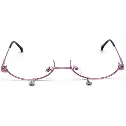 Rimless Half Frame Sparkling Crystal Sunglasses UV Protection Rhinestone Sunglasses Without Lens - Purple2739 - CB199XS52AW $...