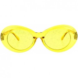 Goggle Womens Round Oval Glitter Lens Thick Plastic Mod Retro Sunglasses - Yellow - CJ18H0QXLX3 $20.54