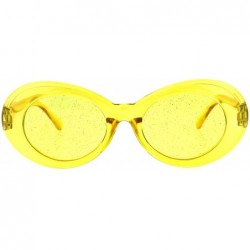 Goggle Womens Round Oval Glitter Lens Thick Plastic Mod Retro Sunglasses - Yellow - CJ18H0QXLX3 $8.27