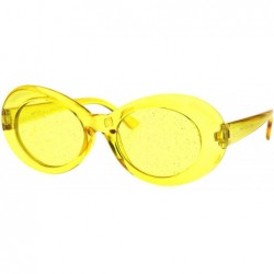 Goggle Womens Round Oval Glitter Lens Thick Plastic Mod Retro Sunglasses - Yellow - CJ18H0QXLX3 $8.27