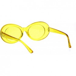 Goggle Womens Round Oval Glitter Lens Thick Plastic Mod Retro Sunglasses - Yellow - CJ18H0QXLX3 $8.27