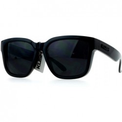 Oversized Mens All Black Gangster Oversize Horn Rim Cholo Sunglasses - Shiny Black 7040 - CK12MWA0246 $18.02