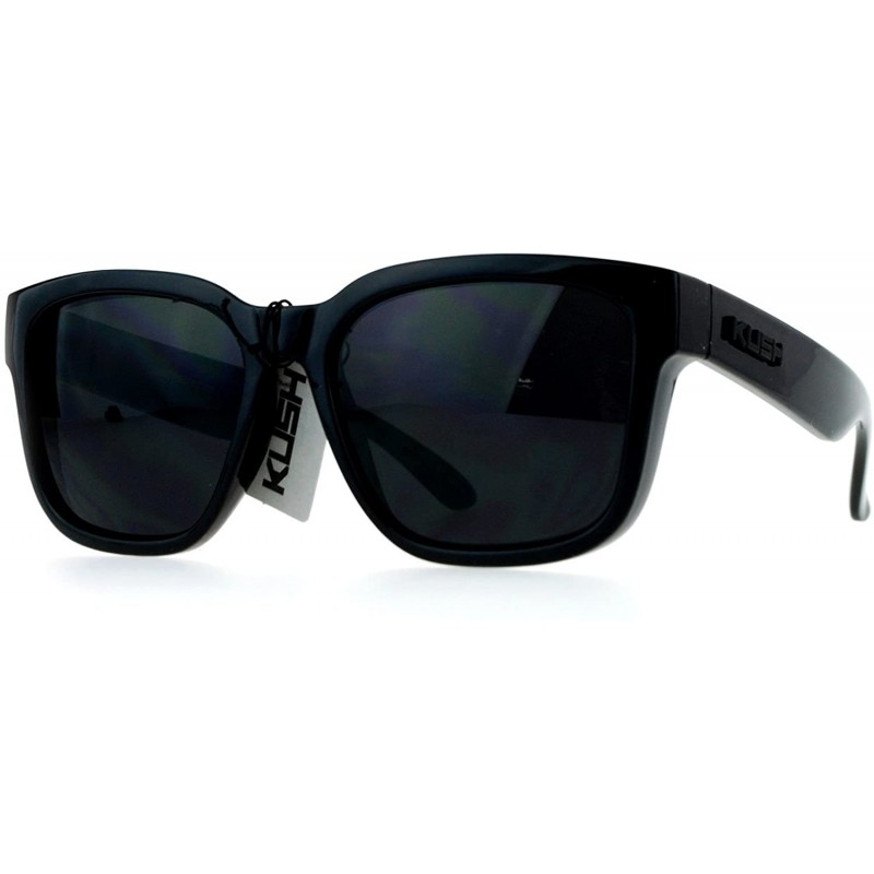 Oversized Mens All Black Gangster Oversize Horn Rim Cholo Sunglasses - Shiny Black 7040 - CK12MWA0246 $9.38