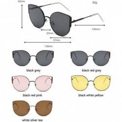 Round Women Cat eye Sunglasses Vintage Mirror Ocean Lens Sun Glasses Female Eyewear UV400 - Black Red Grey - C61902QRL72 $10.20