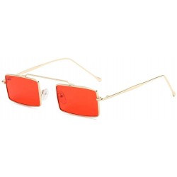Oval Vintage Small Square Sunglasses Metal Frame Candy Colors Shades - Gold - CZ18H77DE7H $28.21