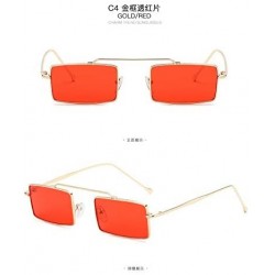 Oval Vintage Small Square Sunglasses Metal Frame Candy Colors Shades - Gold - CZ18H77DE7H $11.28