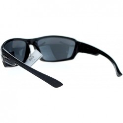 Rectangular Mirrored Mirror Lens Matte Plastic Classic Oval Rectangular Sport Sunglasses - Black - CJ11ZKXKZT5 $11.84