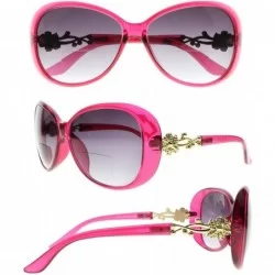 Butterfly Bifocal Multi-Colors Stylish Flower Diamonds Sunglasses Sun Reading Glasses UV400 Tinted Lens Readers - Rose Red - ...