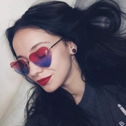 Aviator 2019 Heart Shaped Sunglasses Women Pink Frame Metal Reflective Mirror Pinkblue - Pinkyellow - C518YZU38IY $7.33