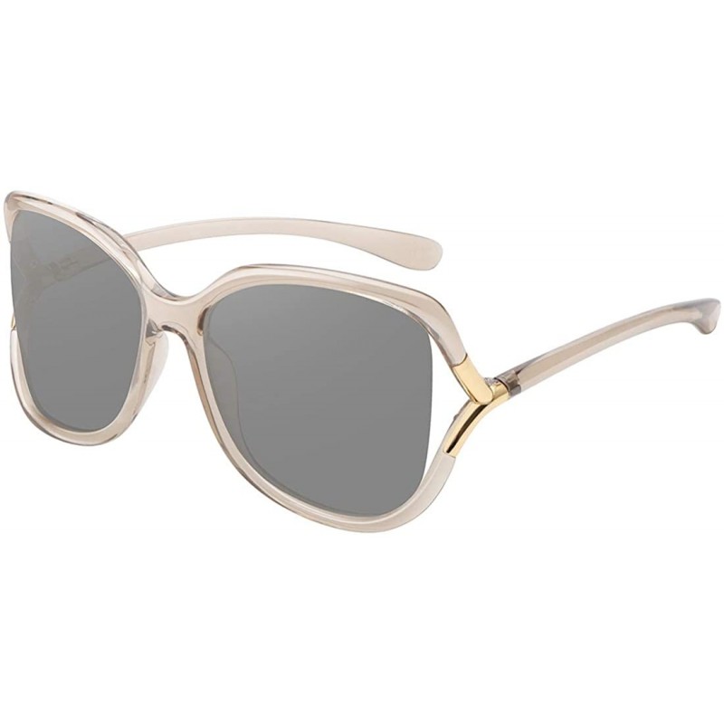 Oversized Oversized Polarized Sunglasses for Women TR90 Fashion Designer Shades - Coffee Frame / Gray Lens - CB196EET6D9 $15.18