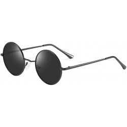 Round Round Black Sunglasses Mens Unisex Polarized Glasses for Men Women - Black - CH198R2E79N $13.78