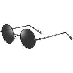 Round Round Black Sunglasses Mens Unisex Polarized Glasses for Men Women - Black - CH198R2E79N $28.33