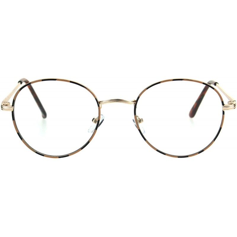 Round Classic 90s Metal Rim Round Clear Lens Eye Glasses Frame - Gold Tortoise - CQ1852QCA78 $11.45