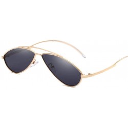 Oval Women Ladies Cat Eye Oval Sunglasses Small Mirror Sun Glasses For Female Fashion Vintage - Goldred - CF199C05N8T $10.35