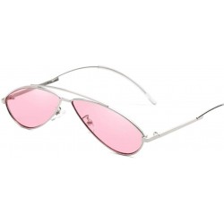 Oval Women Ladies Cat Eye Oval Sunglasses Small Mirror Sun Glasses For Female Fashion Vintage - Goldred - CF199C05N8T $10.35