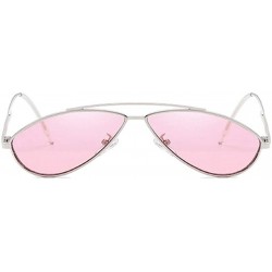 Oval Women Ladies Cat Eye Oval Sunglasses Small Mirror Sun Glasses For Female Fashion Vintage - Goldred - CF199C05N8T $10.35