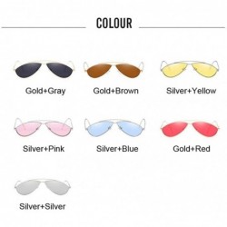Oval Women Ladies Cat Eye Oval Sunglasses Small Mirror Sun Glasses For Female Fashion Vintage - Goldred - CF199C05N8T $10.35