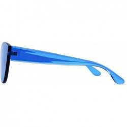 Rimless Colorful One Piece Rimless Transparent Cat Eye Sunglasses for Women Tinted Candy Colored Glasses - H3099-blue - CA18N...