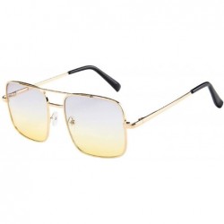 Oversized Military Style Classic Oversized Sunglasses Square Metal Frame 100% UV protection - Yellow - CL18U86WU4D $8.23