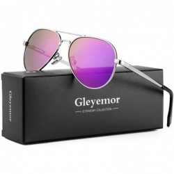 Sport Polarized Small Aviator Sunglasses for Small Face Women Men Juniors- 52mm - A9 Silver/Purple Mirror - CU194664TTY $15.85