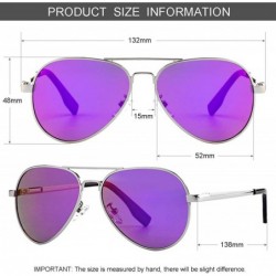 Sport Polarized Small Aviator Sunglasses for Small Face Women Men Juniors- 52mm - A9 Silver/Purple Mirror - CU194664TTY $15.85