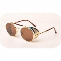 Round Retro Steampunk Sunglasses Round Designer Steam Punk Metal Shields Men Women UV400 Gafas De Sol 086M - CU199CC2ONG $59.80