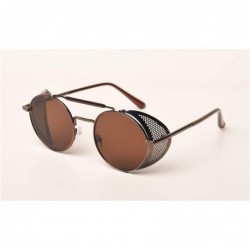 Round Retro Steampunk Sunglasses Round Designer Steam Punk Metal Shields Men Women UV400 Gafas De Sol 086M - CU199CC2ONG $38.05