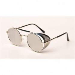 Round Retro Steampunk Sunglasses Round Designer Steam Punk Metal Shields Men Women UV400 Gafas De Sol 086M - CU199CC2ONG $38.05