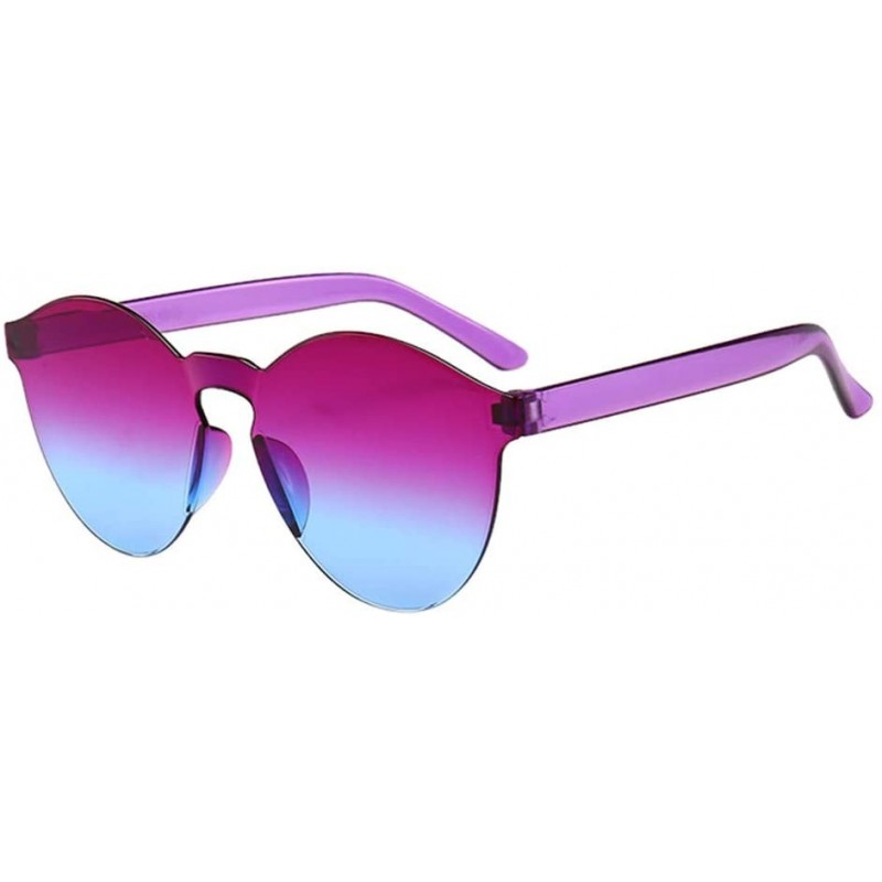 Aviator Rimless Sunglasses Women Transparent Candy Color Tinted Frameless Glasses Eyewear (H) - H - CL1903209QY $10.29