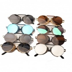 Round Retro Steampunk Sunglasses Round Designer Steam Punk Metal Shields Men Women UV400 Gafas De Sol 086M - CU199CC2ONG $38.05