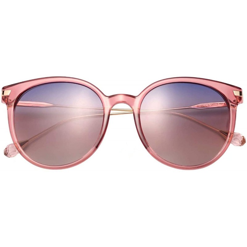 Oval Fashion Womens Oval Polarized UV Protection Crystal Sunglasses for Women 1952 - Red Frame Blue Pink Gradient - C618R9H9H...