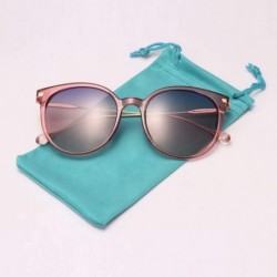 Oval Fashion Womens Oval Polarized UV Protection Crystal Sunglasses for Women 1952 - Red Frame Blue Pink Gradient - C618R9H9H...