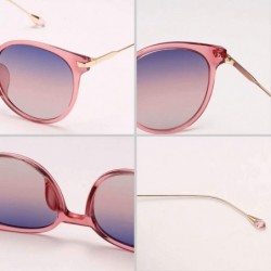 Oval Fashion Womens Oval Polarized UV Protection Crystal Sunglasses for Women 1952 - Red Frame Blue Pink Gradient - C618R9H9H...