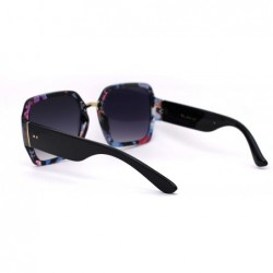 Oversized Womens Oversize Rectangular Butterfly Chic Designer Sunglasses - Purple Flower Smoke - CA193MZ59GS $15.45