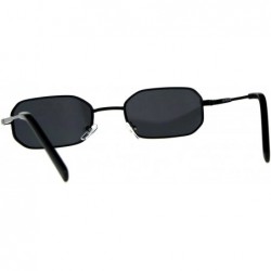 Semi-rimless Mens Narrow Metal Rim Rectangular Hippie Pimp Sunglasses - All Black - CM18CMNE2G6 $10.07