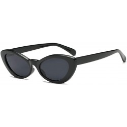 Oval Fashion Oval Round Retro Sun glasses Color Plastic Lenses Sunglasses - Black Gray - CL18NOAMQC8 $19.19