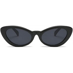 Oval Fashion Oval Round Retro Sun glasses Color Plastic Lenses Sunglasses - Black Gray - CL18NOAMQC8 $8.04