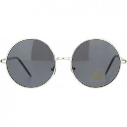 Round Hippie Round Circle Clear Lens Metal Rim Pimpy Sunglasses - Silver Black - CC18M4DG6RN $19.11