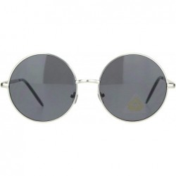 Round Hippie Round Circle Clear Lens Metal Rim Pimpy Sunglasses - Silver Black - CC18M4DG6RN $10.92