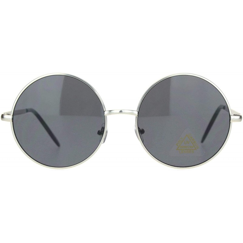 Round Hippie Round Circle Clear Lens Metal Rim Pimpy Sunglasses - Silver Black - CC18M4DG6RN $10.92