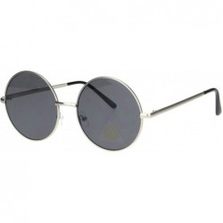 Round Hippie Round Circle Clear Lens Metal Rim Pimpy Sunglasses - Silver Black - CC18M4DG6RN $10.92