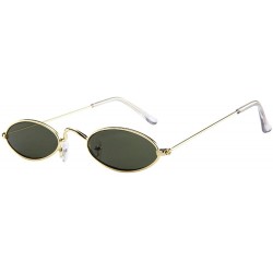 Rectangular Unisex Fashion Retro Small Oval Sunglasses Metal Frame Shades Eyewear - Multicolor F - C319747I72A $16.92