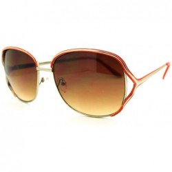 Square Soft Square Metal Frame Womens Designer Style Sunglasses - Gold Orange - CQ18650QKCG $10.56