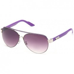 Oversized Big Oversized Aviator Fashion Sunglasses UV Protection Metal New Model - Silver/Purple - CM117P3Q1OL $11.54