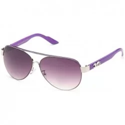 Oversized Big Oversized Aviator Fashion Sunglasses UV Protection Metal New Model - Silver/Purple - CM117P3Q1OL $18.03