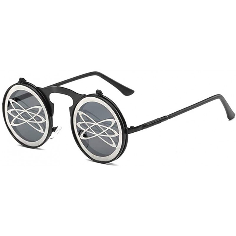 Round Vintage Flip Up Sunglasses Juniors John Lennon Style Circle Sun Glasses - Blackc7 - C818RM759LG $11.30