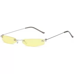 Rectangular Small Frame Rectangle Sunglasses - Yellow - C4199E9K6AE $21.16