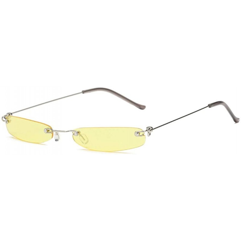 Rectangular Small Frame Rectangle Sunglasses - Yellow - C4199E9K6AE $21.16