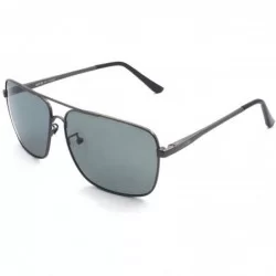 Sport Classic Rectangle Aviator Sunglasses Polarized 100% UV protection - Navy Blue Frame Grey Lens - CE128EAWGR3 $28.43